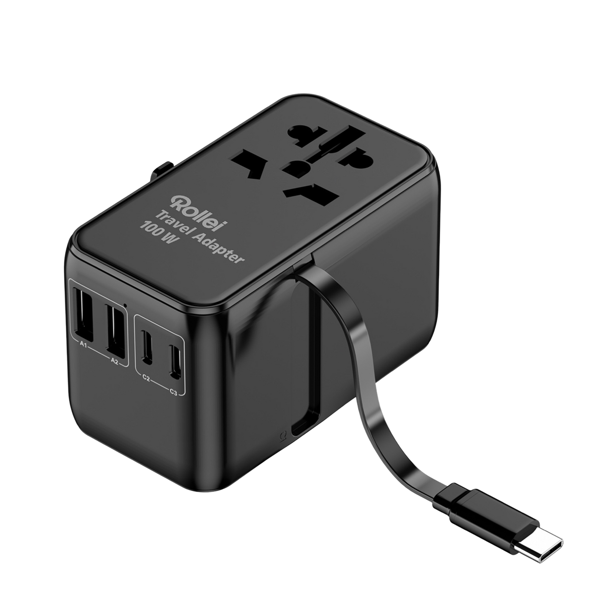 Reiseadapter I 100 Watt I mit 3 USB-C- & 2 USB-A-Anschlüssen