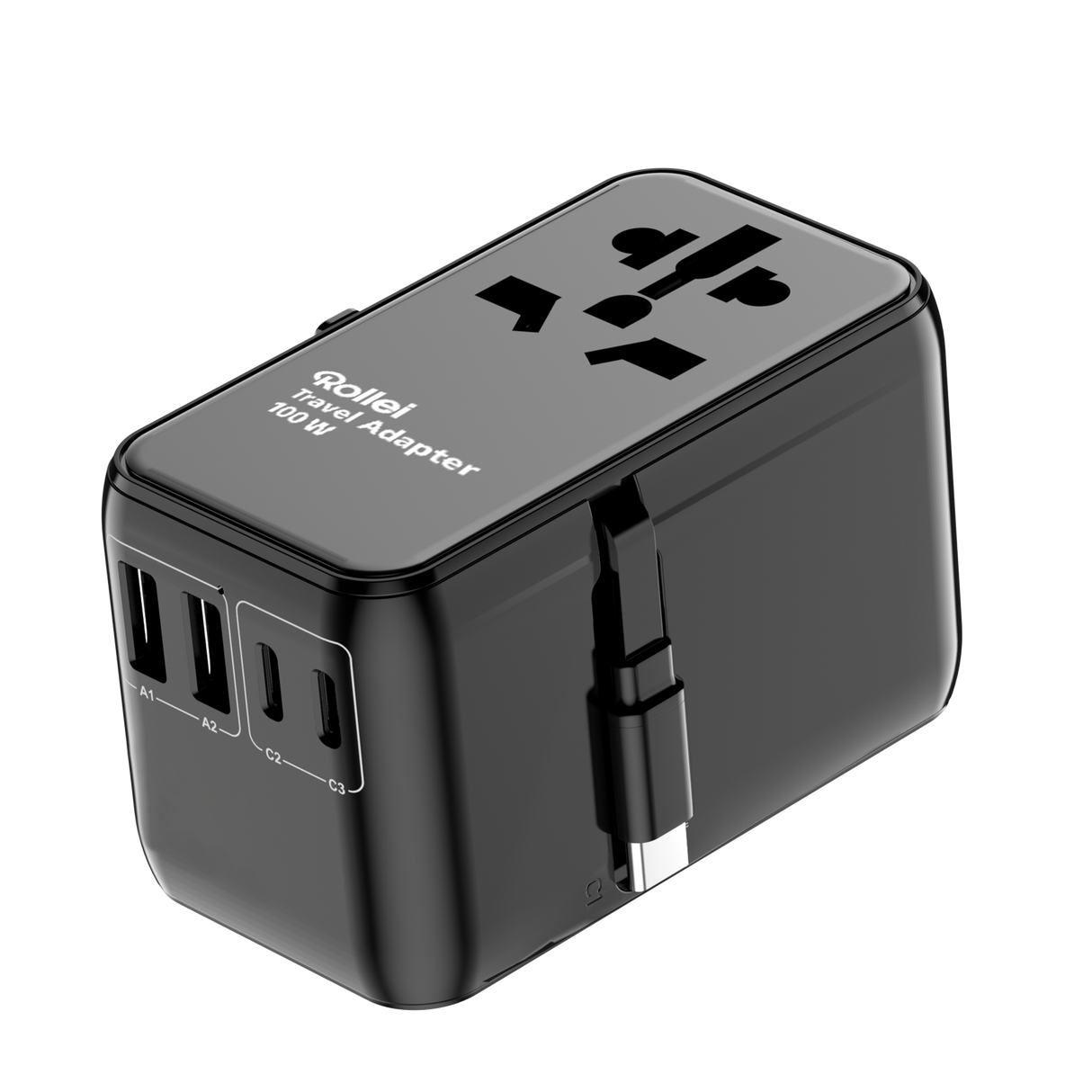 Reiseadapter I 100 Watt I mit 3 USB-C- & 2 USB-A-Anschlüssen